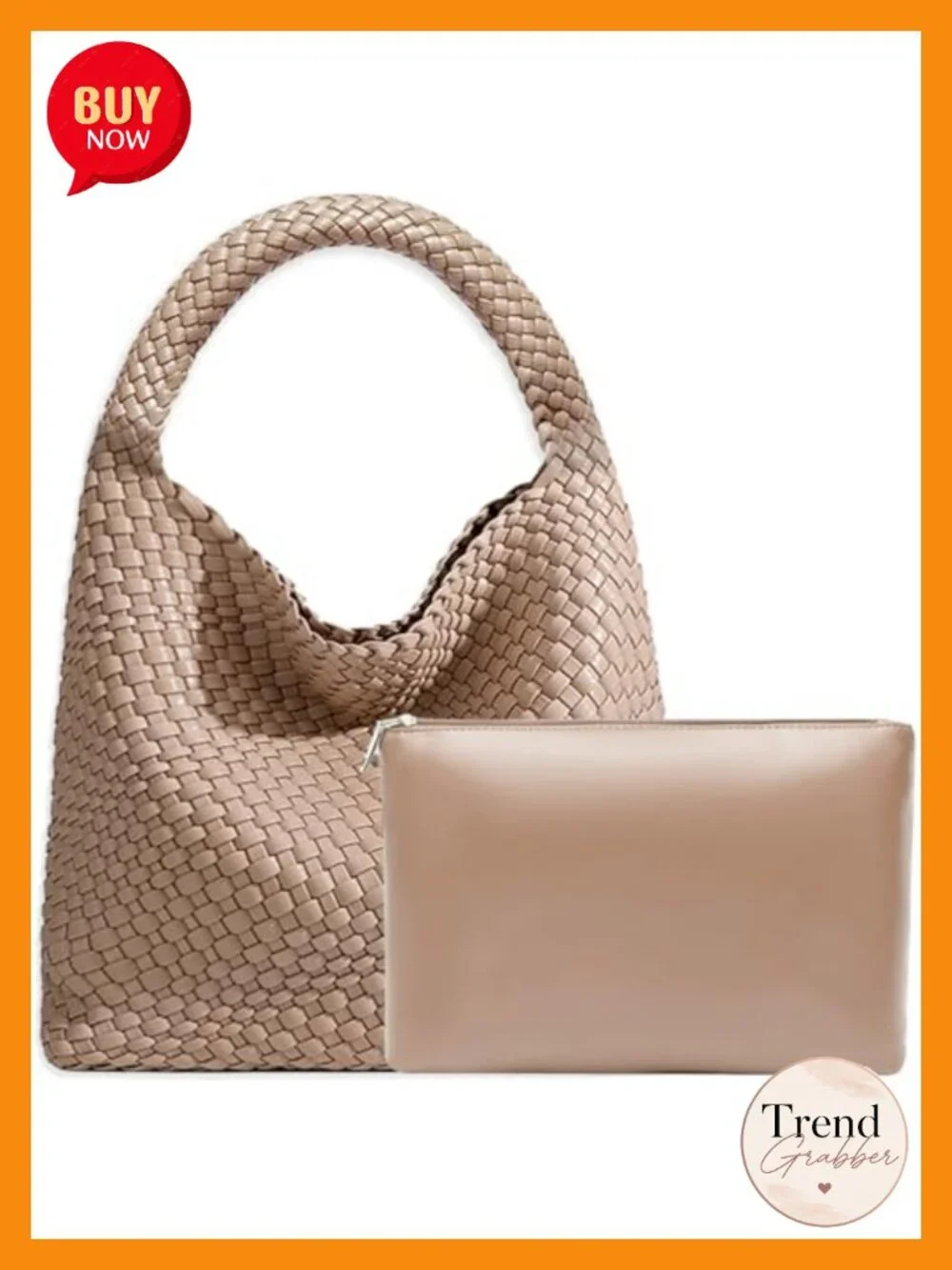 Woven Faux Leather Hobo Tote Bag with Matching Purse